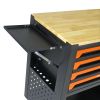 4 DRAWERS MULTIFUNCTIONAL TOOL CART WITH WHEELS AND WOODEN TOP-ORANGE