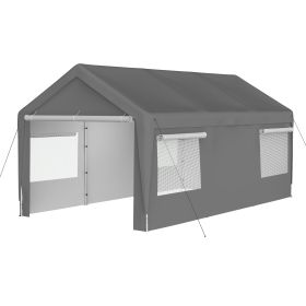 10x20 ft Heavy Duty Carport (Color: GRAY)